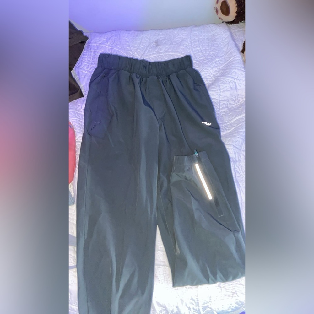 Black Track Pants with Reflective Detail